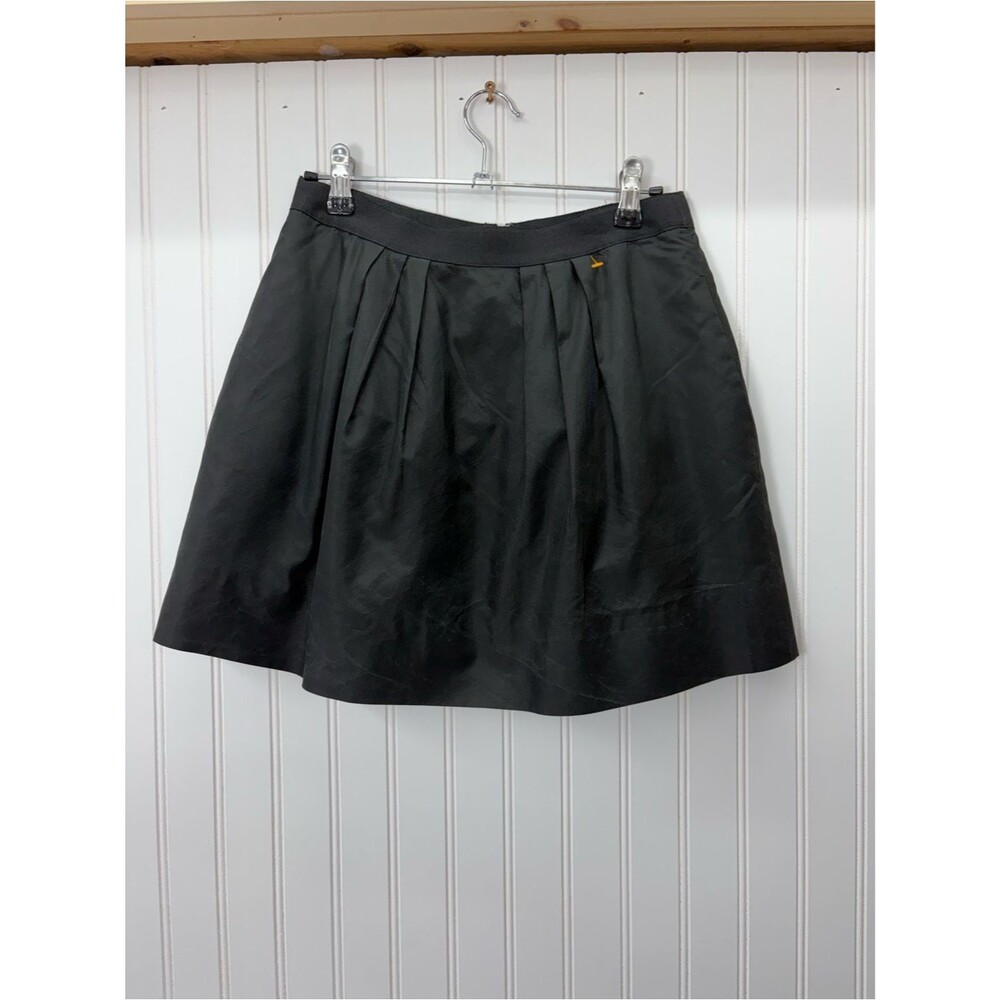J. Crew Black A-Line Pleated silk goth  Skirt